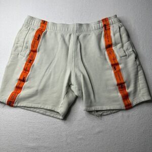 G-Star Raw E89 Mens Sweat Shorts XL Gray Orange Side Tape Raw Hem Streetwear